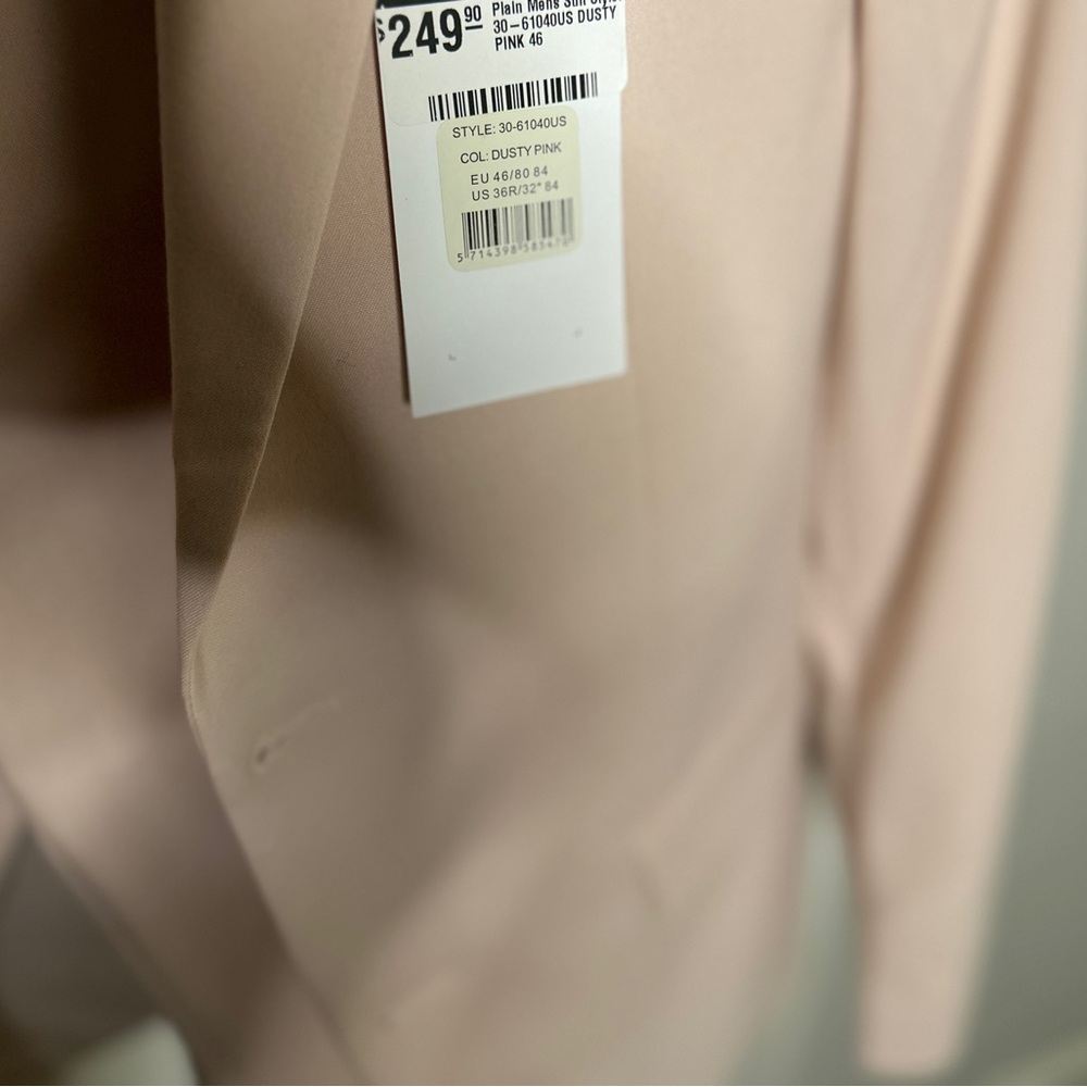 Men's Elegant Light Pink Suit Set US 36R jacket/ pant waist 32 length 39” - Picture 4 of 7